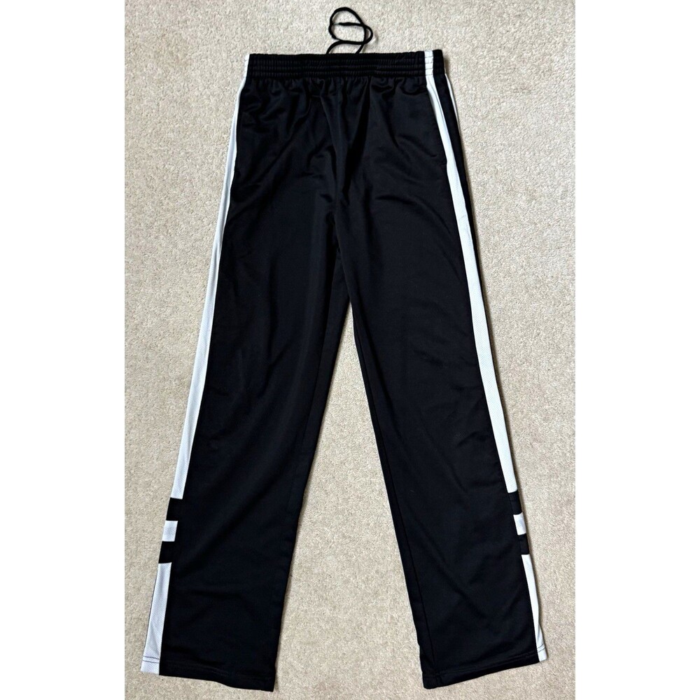 MTA Sport Men's XL (16/18) Black Track Pants w/ Side Stripe Drawstring Pockets
